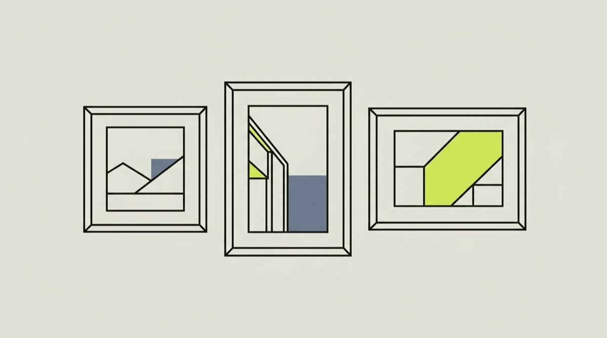 Illustration: drei Fotorahmen in quadratischem, hochkantem und breitem Format.