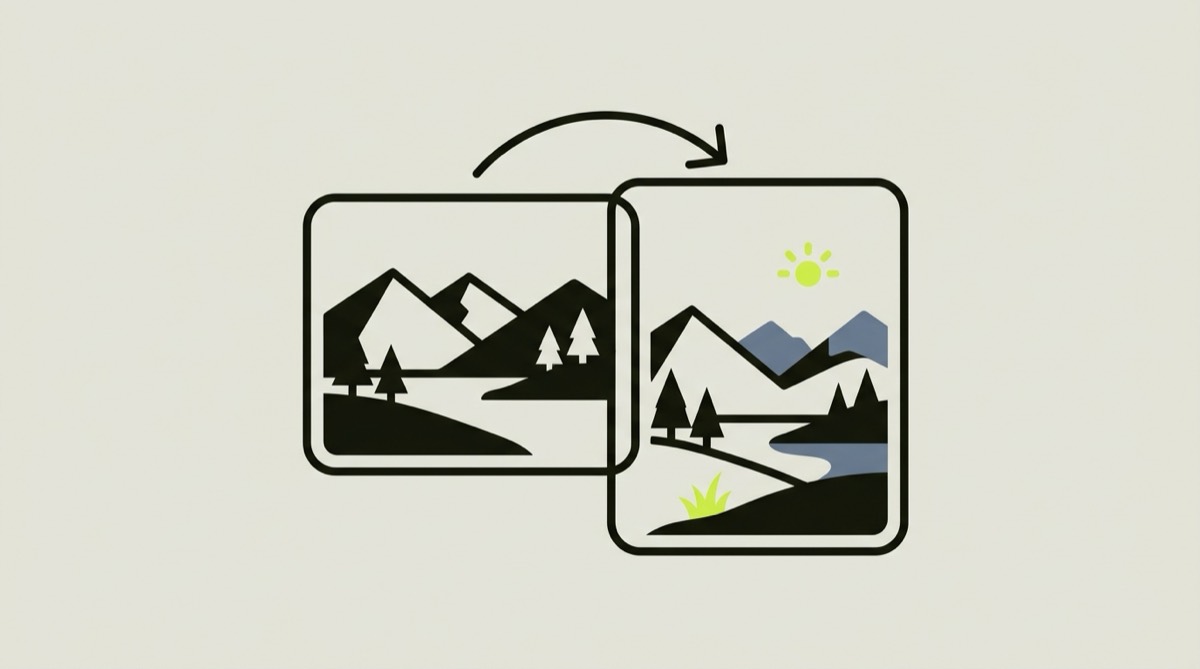 Illustration: ein Foto wandelt sich per Pfeil von HEIC in JPG.