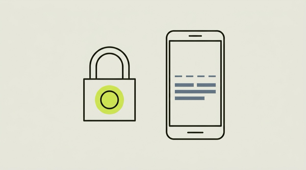 Illustration: ein Schloss neben einem Smartphone mit einem Zwei-Faktor-Code.